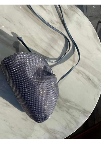 Dina Clutch Shoulder Small Bag Rhinestone Designs Grey