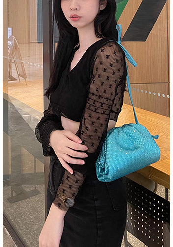 Dina Clutch Shoulder Small Bag Rhinestone Designs Light Blue