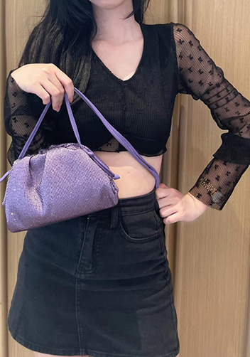 Dina Clutch Shoulder Small Bag Rhinestone Designs Purple