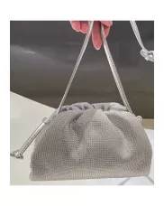 Dina Clutch Shoulder Small Bag Rhinestone Designs Silver