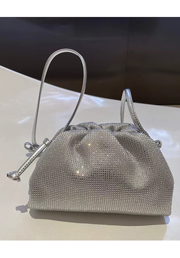 Dina Clutch Shoulder Small Bag Rhinestone Designs Silver