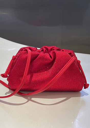 Dina Clutch Shoulder Small Bag Rhinestone Designs Red