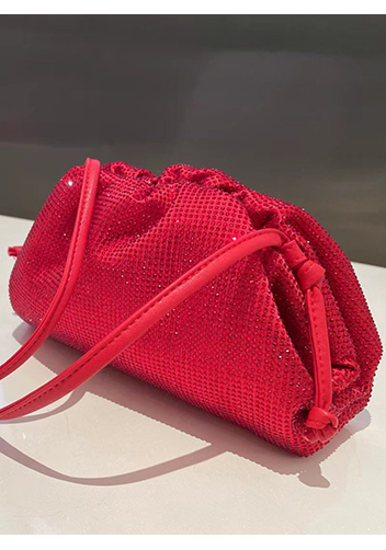 Dina Clutch Shoulder Small Bag Rhinestone Designs Red