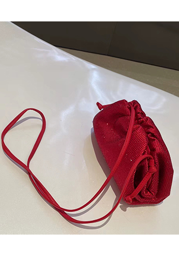 Dina Clutch Shoulder Small Bag Rhinestone Designs Red