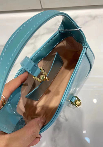 Daphne Leather Shoulder Bag Small Blue