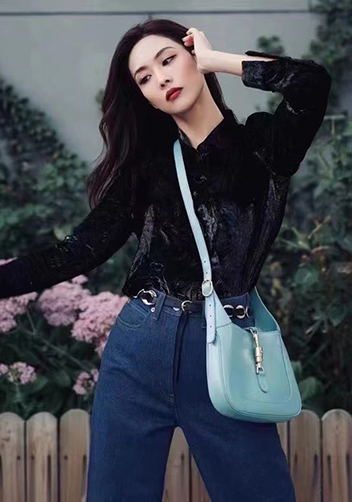 Daphne Leather Shoulder Bag Small Blue