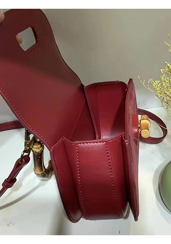 Miss Gaga Top Handle Flap Suede Bag Burgundy