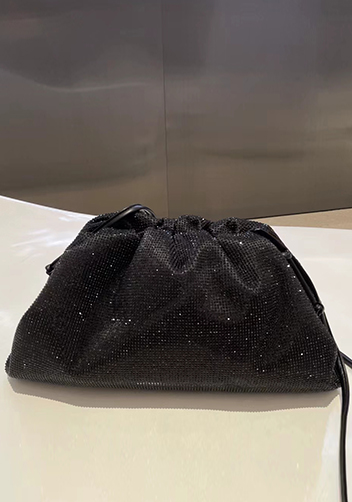 Dina Clutch Shoulder Large Bag Rhinestone Designs Black