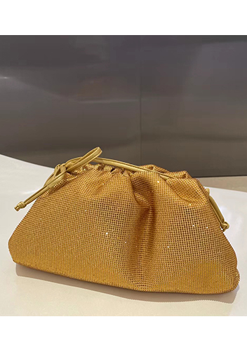 Dina Clutch Shoulder Large Bag Rhinestone Designs Gold