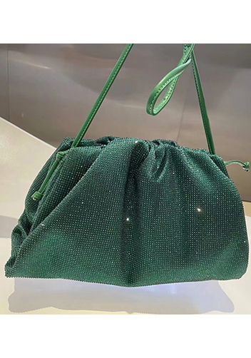 Dina Clutch Shoulder Large Bag Rhinestone Designs Green