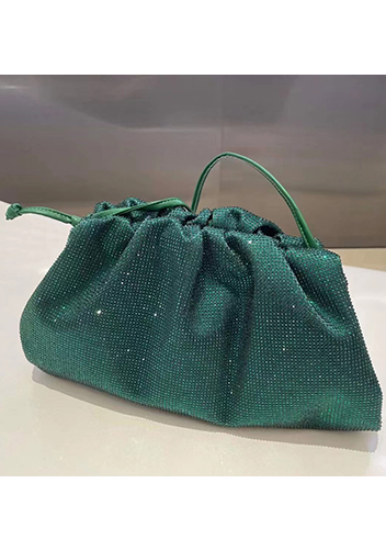 Dina Clutch Shoulder Large Bag Rhinestone Designs Green