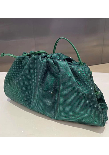 Dina Clutch Shoulder Large Bag Rhinestone Designs Green
