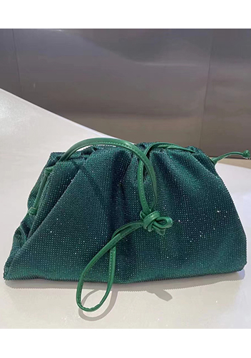 Dina Clutch Shoulder Large Bag Rhinestone Designs Green