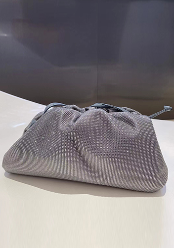 Dina Clutch Shoulder Large Bag Rhinestone Designs Grey