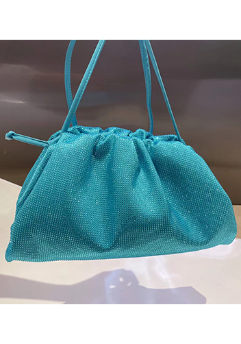 Dina Clutch Shoulder Large Bag Rhinestone Designs Light Blue