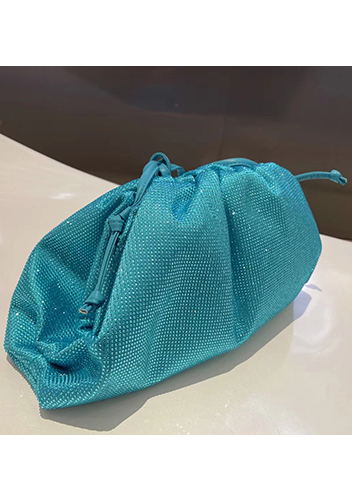 Dina Clutch Shoulder Large Bag Rhinestone Designs Light Blue