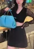 Dina Clutch Shoulder Large Bag Rhinestone Designs Light Blue