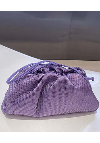 Dina Clutch Shoulder Large Bag Rhinestone Designs Purple