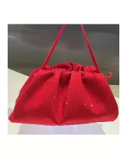 Dina Clutch Shoulder Large Bag Rhinestone Designs Red