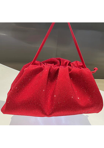 Dina Clutch Shoulder Large Bag Rhinestone Designs Red