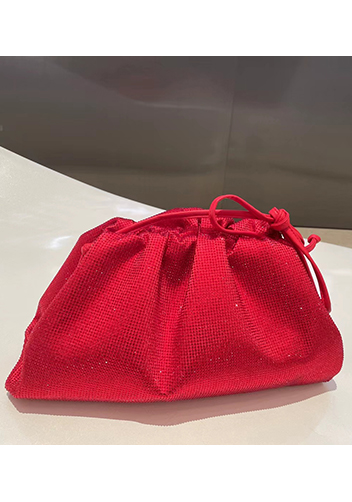 Dina Clutch Shoulder Large Bag Rhinestone Designs Red