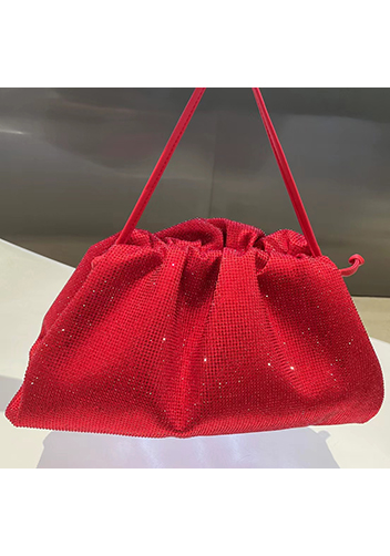 Dina Clutch Shoulder Large Bag Rhinestone Designs Red