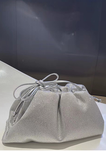 Dina Clutch Shoulder Large Bag Rhinestone Designs Silver