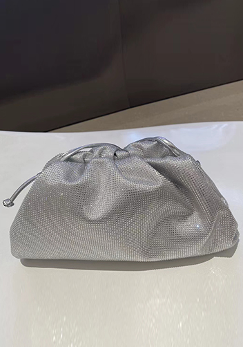 Dina Clutch Shoulder Large Bag Rhinestone Designs Silver