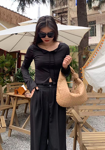 Dina Medium Knotted Intrecciato Leather Tote Apricot