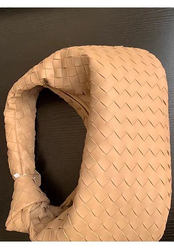 Dina Medium Knotted Intrecciato Leather Tote Apricot