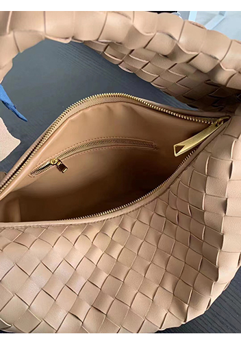 Dina Medium Knotted Intrecciato Leather Tote Apricot