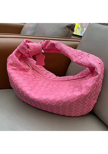 Dina Medium Knotted Intrecciato Leather Tote Barbie