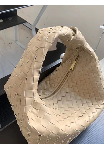 Dina Medium Knotted Intrecciato Leather Tote Beige