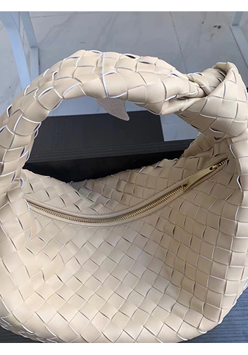 Dina Medium Knotted Intrecciato Leather Tote Beige