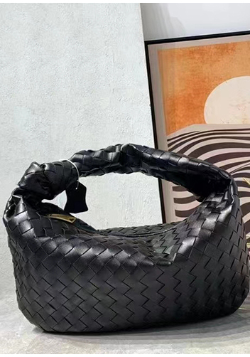 Dina Medium Knotted Intrecciato Leather Tote Black