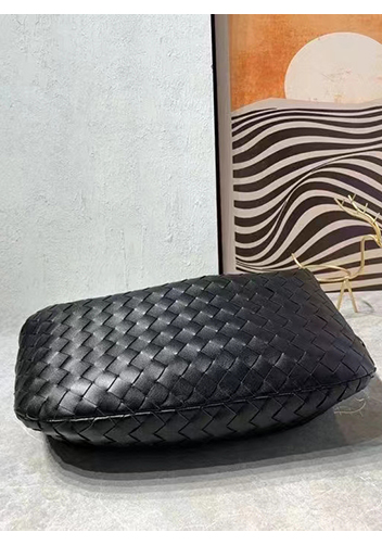 Dina Medium Knotted Intrecciato Leather Tote Black