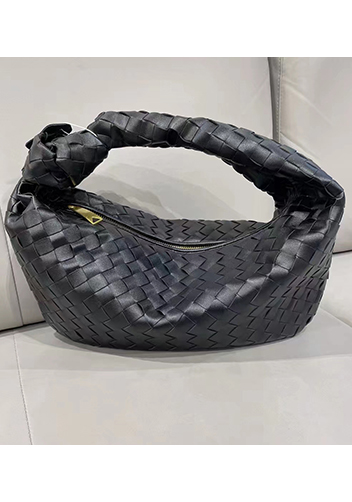 Dina Medium Knotted Intrecciato Leather Tote Black