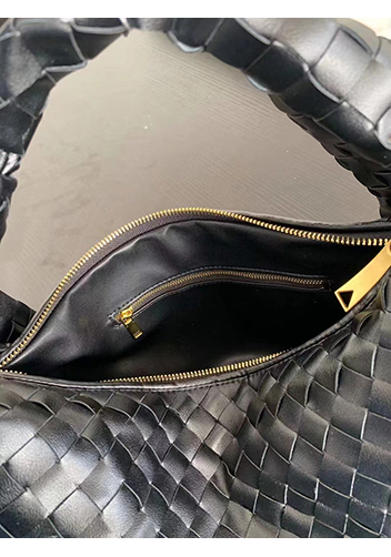 Dina Medium Knotted Intrecciato Leather Tote Black