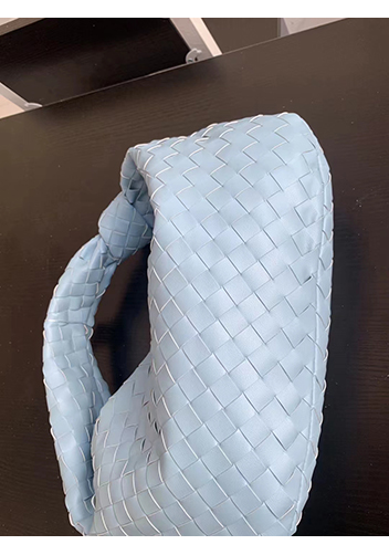 Dina Medium Knotted Intrecciato Leather Tote Blue