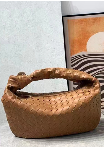Dina Medium Knotted Intrecciato Leather Tote Camel