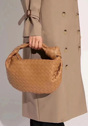 Dina Medium Knotted Intrecciato Leather Tote Camel