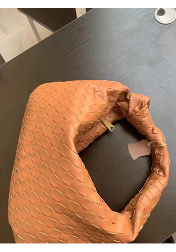 Dina Medium Knotted Intrecciato Leather Tote Camel