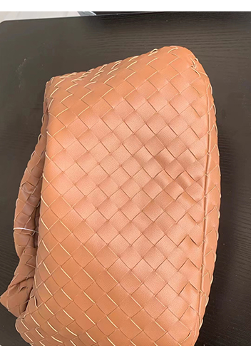 Dina Medium Knotted Intrecciato Leather Tote Camel