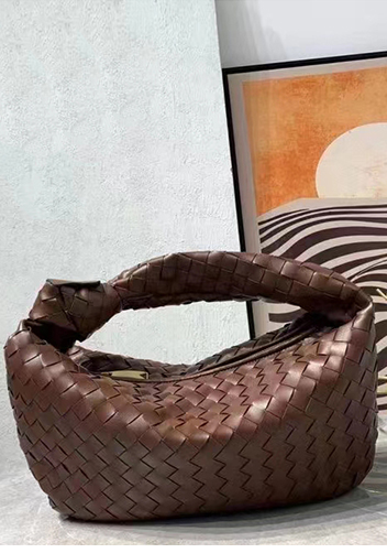 Dina Medium Knotted Intrecciato Leather Tote Choco