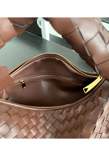 Dina Medium Knotted Intrecciato Leather Tote Choco