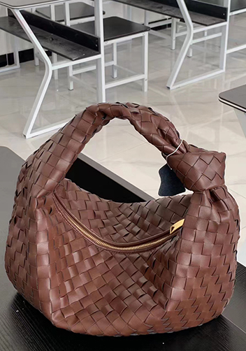 Dina Medium Knotted Intrecciato Leather Tote Choco