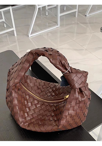 Dina Medium Knotted Intrecciato Leather Tote Choco