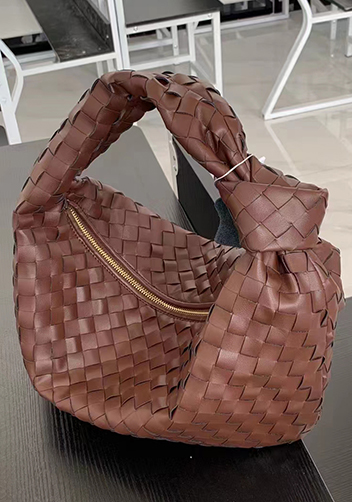 Dina Medium Knotted Intrecciato Leather Tote Choco