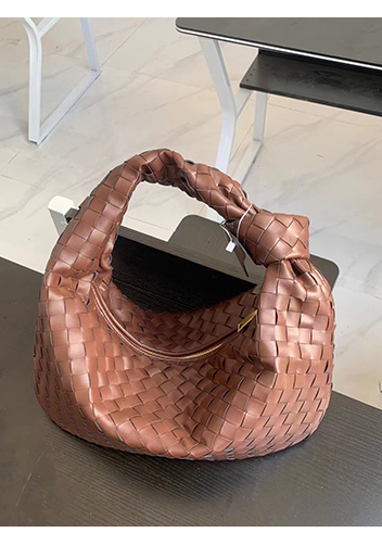 Dina Medium Knotted Intrecciato Leather Tote Choco