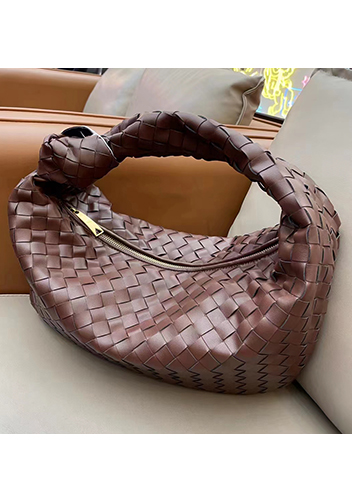 Dina Medium Knotted Intrecciato Leather Tote Choco
